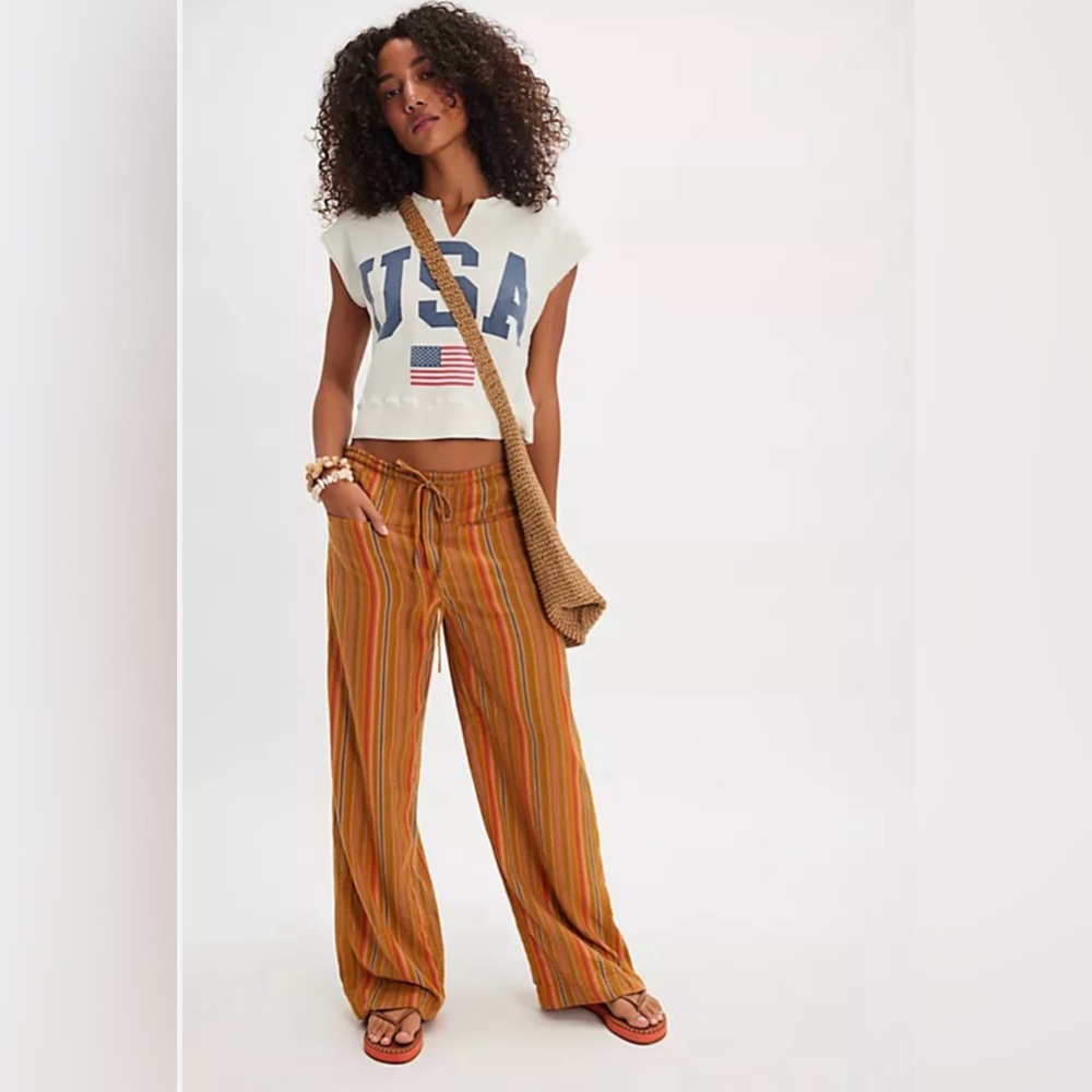 Free People Hudson Canyon Striped Pants Good Combo Combo Size M - Picture 3 of 16